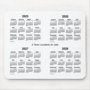 2025-2028 White 4 Year Calendar by Janz Mouse Mat