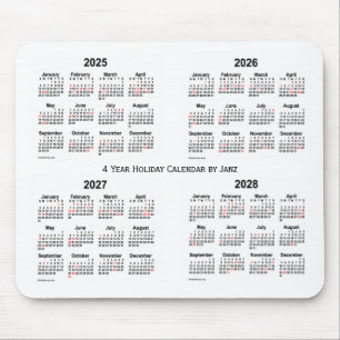 2025-2028 White Holiday Calendar by Janz Mouse Mat