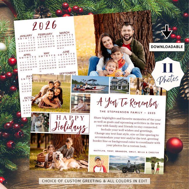 2025 A Year To Remember 11 Photo 2026 Calendar Holiday Card (Creator Uploaded)