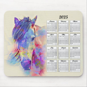 2025 Abstract Horse Calendar Mouse Mat