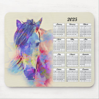 2025 Abstract Horse Calendar Mouse Mat