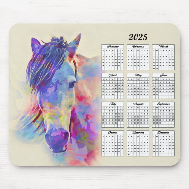 2025 Abstract Horse Calendar Mouse Mat (Front)
