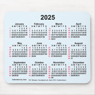 2025 Alice Blue 52 Weeks ISO Calendar by Janz Mouse Mat