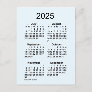 2025 Alice Blue 6 Month Mini Calendar by Janz Postcard
