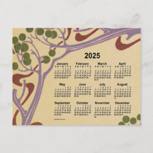 2025 Art Nouveau Mini Calendar by Janz Holiday Postcard
