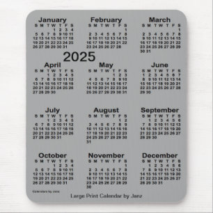 2025 Battleship Gray Large Print Calendar by Janz Mouse Mat