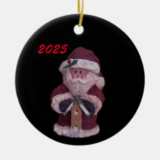 2025 BIRDHOUSE SANTA CHRISTMAS  CERAMIC TREE DECORATION