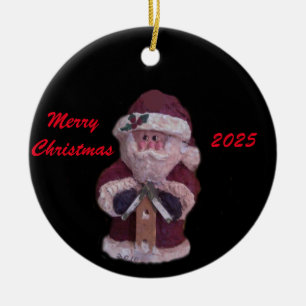 2025 BIRDHOUSE SANTA MERRY CHRISTMAS  CERAMIC TREE DECORATION