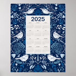2025 Birds Calendar Poster