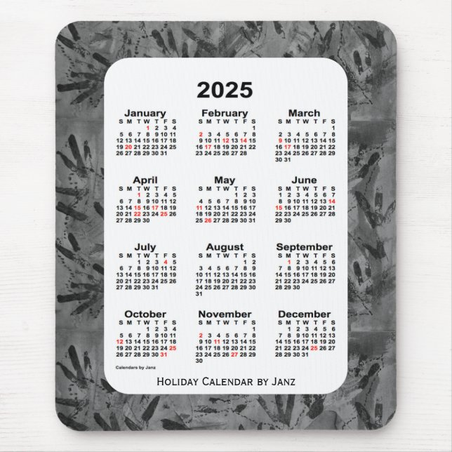 2025 Black Art Holiday Calendar by Janz Mouse Mat (Front)