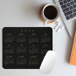 2025 Black Gold Full Year Calendar Home Office Mouse Mat<br><div class="desc">Custom,  beautiful elegant faux gold script typography on black,  yearly 2025 full year calendar,  dust and stain resistant mousepad with non-slip back,  for home and office. Makes a great custom gift for friends,  family,  peers,  co-workers,  employee,  staff,  for holidays,  christmas,  new years.</div>