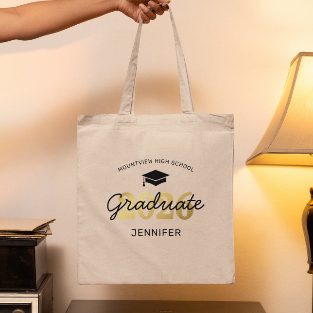 2025 Black Gold Graduate Gift Tote Bag (Creator Uploaded)