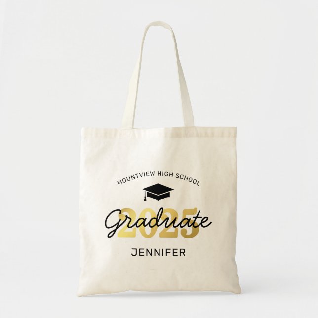 2025 Black Gold Graduate Gift Tote Bag (Front)