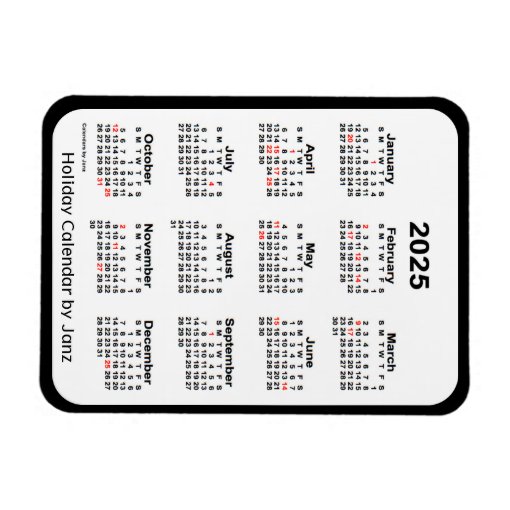 2025 Black Holiday Calendar by Janz Zazzle