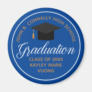 2025 Blue Gold Graduation Party Custom Keepsake Magnet
