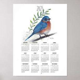 2025 Bluebird On Branch Poster Calendar