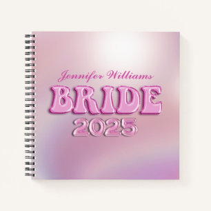 2025 bride retro pink script personalised notebook