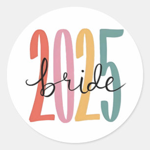 2025 bride  Wedding Announcement Marriage  Classic Round Sticker