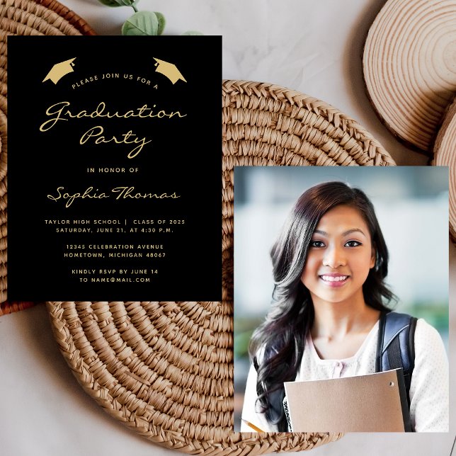 2025 Budget Modern Black Gold Graduation Party (Creator Uploaded)