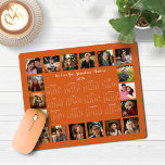 2025 Burnt Orange Multiple Photo Collage Calendar Mouse Mat<br><div class="desc">🌟2025 Burnt Orange Multiple Photo Collage Calendar Mouse Pad featuring a simple, minimalist year-at-a-glance calendar and 18 of your favourite photos. All the colours are all customisable. Makes a great gift for grandparents, parents, aunts, uncles, godparents, and more! Please contact us at cedarandstring@gmail.com if you need assistance with the design...</div>