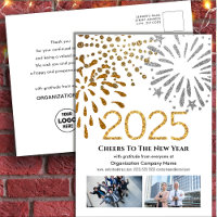 2025 Business Photo Festive Fireworks Gold Glitter