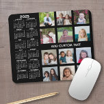 2025 Calendar - 12 photo collage - black Mouse Mat<br><div class="desc">A 2025 calendar with a place for 12 photos. You can add a name,  monogram or other custom text. The calendar is uncluttered and easy to read. You can change the background color if you click on the customize link and go to the advanced design area.</div>