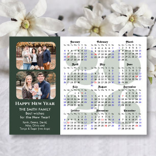 2025 Calendar 2 Photo Modern Sage Green Magnetic