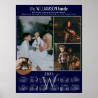 2025 Calendar 4 Photo Collage Family Keepsake
