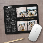 2025 Calendar - 4 photo collage modern script text Mouse Mat<br><div class="desc">A 2025 calendar with a place for 4 photos. You can add a name,  monogram or other custom text. The calendar is uncluttered and easy to read. You can change the background color if you click on the customize link and go to the advanced design area.</div>