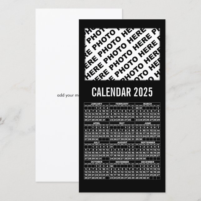 2025 Calendar Add 1 Horizontal Photo Card black (Front/Back)