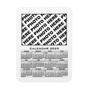 2025 Calendar Add 1 Photos Magnet White