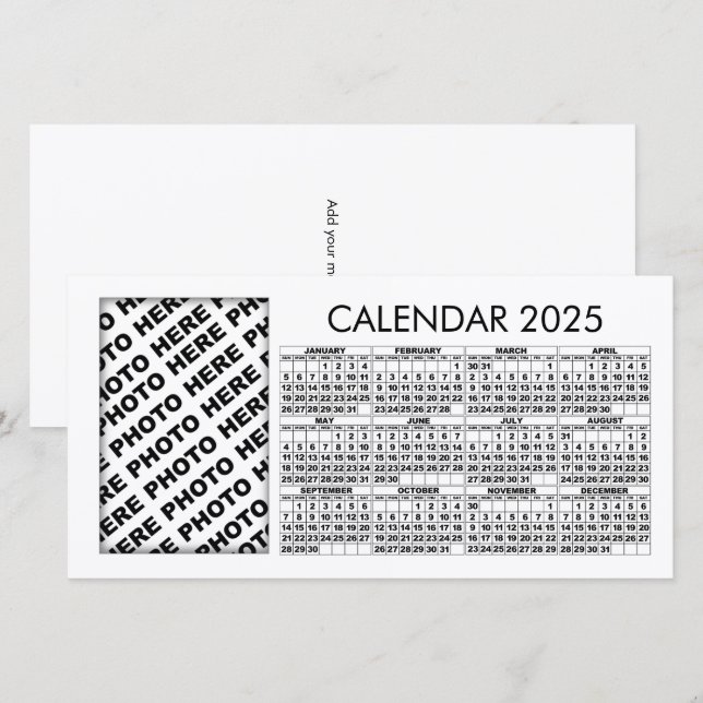 2025 Calendar Add 1 Vertical Photo Card (Front/Back)