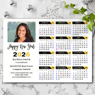 2025 Calendar Black Gold Business Photo Magnetic