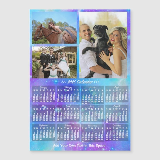 2025 Calendar Boho Watercolor Custom Photo Magnet (Front)
