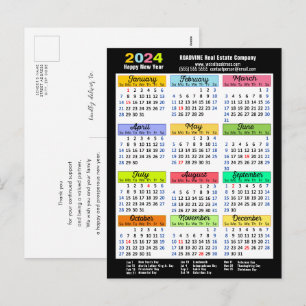 2025 Calendar Business Elegant Pink Minimalist Holiday Postcard
