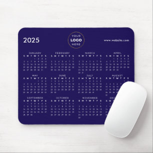  2025 Calendar Business Logo Blue Mouse Mat