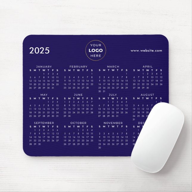  2025 Calendar Business Logo Blue Mouse Mat (With Mouse)