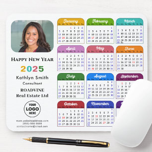 2025 Calendar Business Logo Minimalist Colourful Mouse Mat