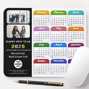 2025 Calendar Business Logo Modern Black Colourful Mouse Mat