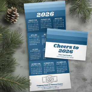 2025 Calendar - Business Logo - Navy Retro Stripes Tri-Fold Holiday Card