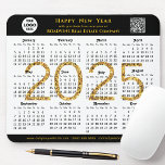 2025 Calendar Business Logo QR Modern Black Simple Mouse Mat<br><div class="desc">2025 Calendar Business Logo, QR code Modern Black Gold Glitter Mouse Pad. All the texts are pre-arranged for you to personalise easily and quickly with your own details. Wish you all a Happy Holidays and an Amazing New Year! For many other card designs, please visit : (Business Holiday Cards) https://www.zazzle.com/collections/119095696689680604...</div>