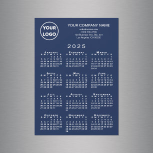 2025 Calendar Business Logo Text Navy Magnet Card