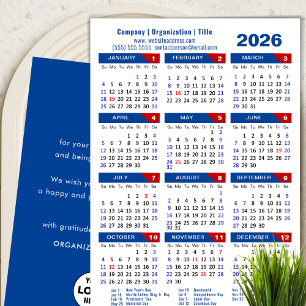 2025 Calendar Business Logo US Patriotic Blue Red Holiday Card