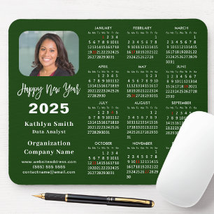 2025 Calendar Business Photo Modern Green Simple Mouse Mat