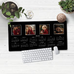 2025 Calendar Classic Modern Photo Collage Desk Mat<br><div class="desc">2025 Calendar Full Year Minimalist Classic Style Desk Mat Mouse Pad featuring your name and 4 of your favourite photos! 🌟This is for 2025🌟 This version is in chic black and white, but the colours can easily be customised! Please contact us at cedarandstring@gmail.com if you need assistance with the design...</div>