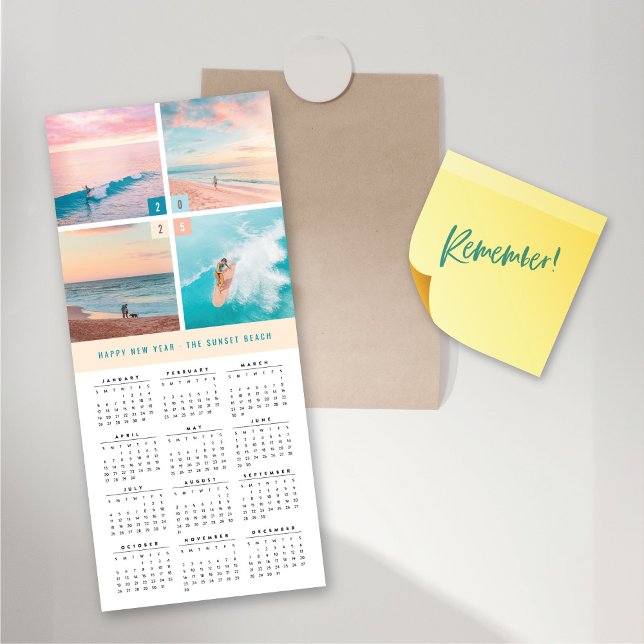 2025 Calendar Colour Blocks 4 Photo Magnetic Card (2025 Calendar Color Blocks 4 Photo Magnetic Card @ fat_fa_tin)