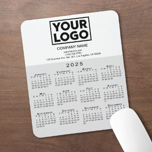 2025 Calendar Company Logo and Text Grey White Mouse Mat
