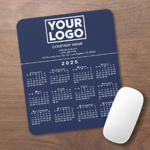 2025 Calendar Company Logo and Text on Navy Blue Mouse Mat