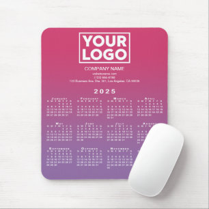 2025 Calendar Company Logo Pink to Purple Gradient Mouse Mat