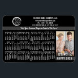 2025 Calendar Custom Business Logo Name Photo Blk Magnet<br><div class="desc">These professional-looking 2025 calendar flexible magnets are perfect for your company office branding and marketing. They have bold numbers in white on black. Above that, brand your business with your corporate logo, business name, website, phone, address, and a slogan. To the right of the calendar, add a vertical photo. You...</div>